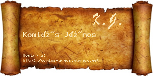 Komlós János névjegykártya